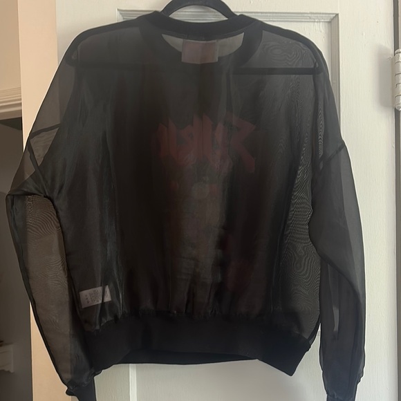 Selkie Black Sheer Sweatshirt with Pink Graphic - Picture 3 of 3